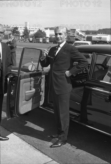 Reza Pahlavi, Shah of Persia, arriving in Zurich, 1968