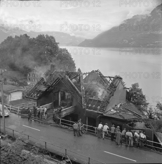 Firework factory destroyed by explosion, Oberried 1959