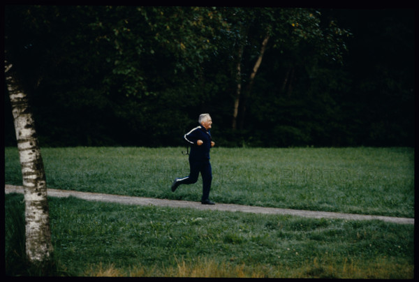 Georges-André Chevallaz jogging in 1979