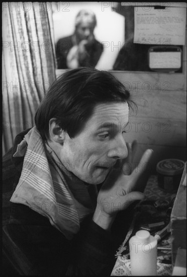 Dimitri putting make-up on, 1970