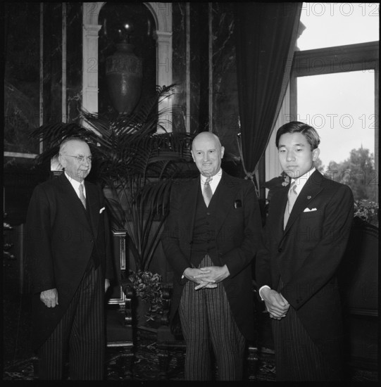 Prince Akihito of Japan with the Federal Councilors Escher and Etter, Berne 1953