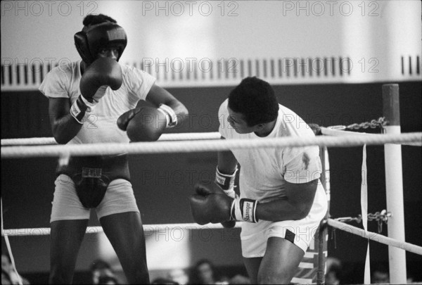 Muhammad Ali, born Cassius Marcellus Clay Jr. sparring in Zurich 1971