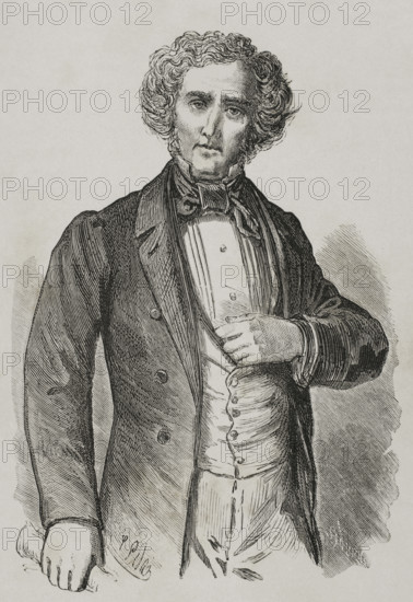 Juan Alvarez de Mendizabal (1790-1853). Spanish politician and financier who had great importance in the Spanish liberal Revolution. He was appointed Minister of Finance in July 1835 by the Count of Toreno, from which he promoted the confiscation of the confiscation of Catholic Church's properties. Portrait. Engraving. ""Espartero: su vida militar, politica, descriptiva y anecdotica"" (Espartero: his military, political, descriptive and anecdotal life). Volume I, 1879.