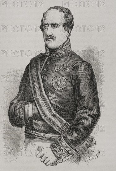 Rafael Maroto (1783-1847). Spanish military. He joined the troops of the pretender Carlos V (Carlos Maria Isidro de Borbon) in the First Carlist War. Together with Espartero, he starred in the Embrace of Vergara (August 31, 1839) which ended the conflict. Portrait. Engraving. ""Espartero: su vida militar, politica, descriptiva y anecdotica"" (Espartero: his military, political, descriptive and anecdotal life). Volume I, 1879.