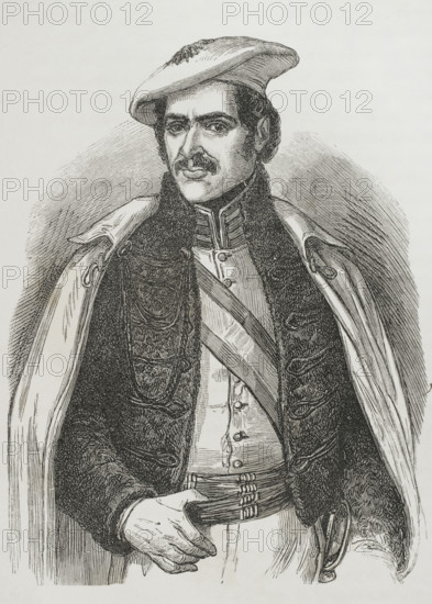 Ramon Cabrera Grino (1806-1877). Spanish military. He was known as ""El Tigre del Maestrazgo"" (The Tiger of Maestrazgo). Carlist leader who took part in the First and Second Carlist Wars. Portrait. Engraving. ""Espartero: su vida militar, politica, descriptiva y anecdotica"" (Espartero: his military, political, descriptive and anecdotal life). Volume I, 1879.