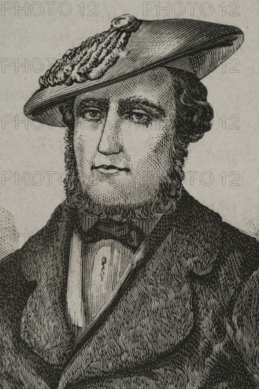 Martin Zurbano (1788-1845). Spanish guerrilla fighter. He fought in the First Carlist War (1833-1840) on the Isabeline side (Liberal side). Portrait. Engraving. Detail. ""Espartero: su vida militar, politica, descriptiva y anecdotica"" (Espartero: his military, political, descriptive and anecdotal life). Volume II, 1879.