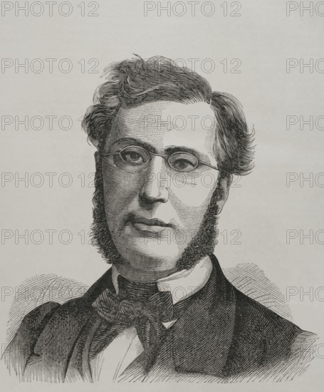 Emile Ollivier (1825-1913). French statesman. Prime Minister of France (27 December 1869 to 9 August 1870). Portrait. Engraving. ""Historia de la Guerra de Francia y Prusia"" (History of the War between France and Prussia). Volume I. Published in Barcelona, 1870.