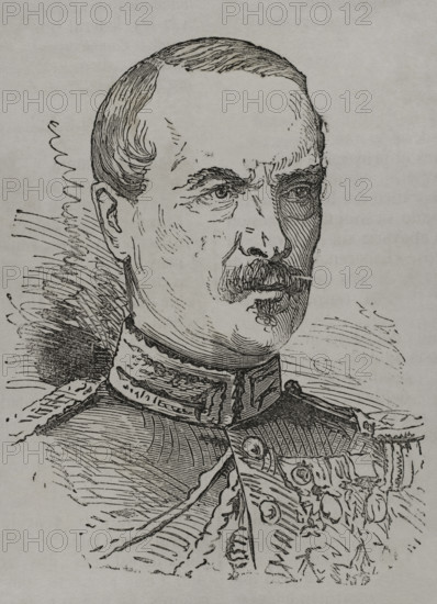 Charles Auguste Frossard (1807-1875). French general. Portrait. Engraving. ""Historia de la Guerra de Francia y Prusia"" (History of the War between France and Prussia). Volume I. Published in Barcelona, 1870.