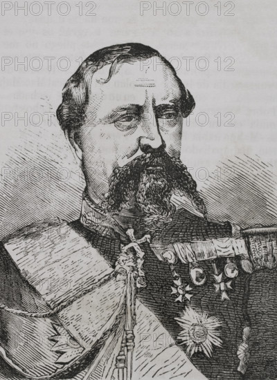 Edmond Leboeuf (1809-1888). French general. Marshal of France since 1870. Portrait. Engraving. ""Historia de la Guerra de Francia y Prusia"" (History of the War between France and Prussia). Volume I. Published in Barcelona, 1870.