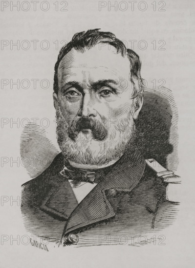 Jacques Leonard Clement-Thomas (1809-1871). French politician and general. He was arrested and executed during the Paris Commune of 1871. The Government of National Defence appointed him commander-in-chief of the National Guard of the Seine during the siege of Paris in 1870. Portrait. Drawing by Garcia. Engraving by Paris. ""Historia de la Guerra de Francia y Prusia"" (History of the War between France and Prussia). Volume I. Published in Barcelona, 1870.