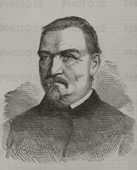 Emmanuel Felix de Wimpffen (1811-1884). French general. Portrait. Engraving. ""Historia de la Guerra de Francia y Prusia"" (History of the War between France and Prussia). Volume I. Published in Barcelona, 1870.
