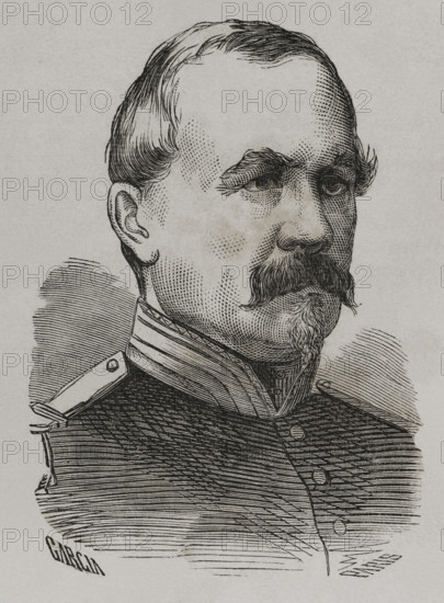 Joseph Vinoy (1803-1880). French general and politician. Portrait. Drawing by Garcia. Engraving by Paris. ""Historia de la Guerra de Francia y Prusia"" (History of the War between France and Prussia). Volume I. Published in Barcelona, 1870.