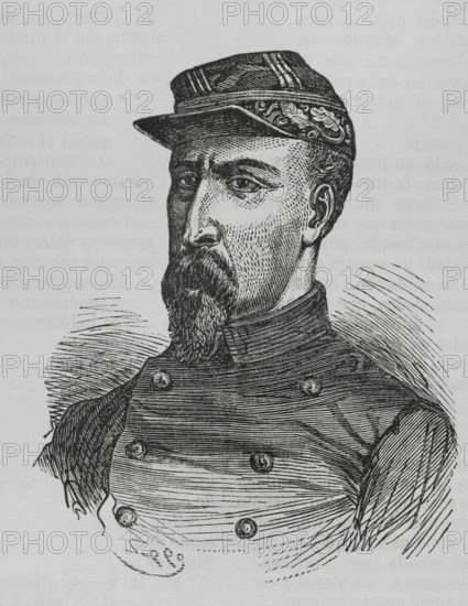 Auguste-Alexandre Ducrot (1817-1882). French general. Portrait. Engraving. ""Historia de la Guerra de Francia y Prusia"" (History of the War between France and Prussia). Volume I. Published in Barcelona, 1870.