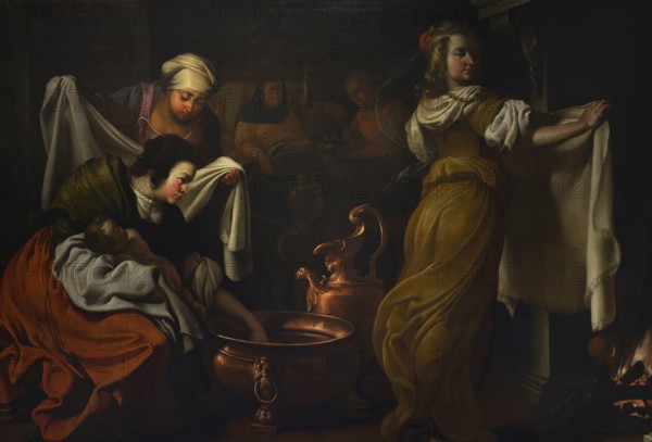 Luigi Miradori, known as ""il Genovesino"" or ""il Genoese"" (ca. 1610-1656). Italian painter. Birth of the Virgin Mary, 1642. Oil on canvas. From San Lorenzo Church (Cremona). Ala Ponzone Civic Museum, Cremona, Italy.