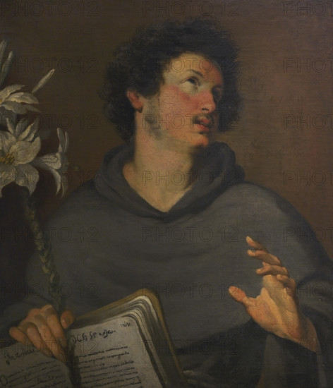 Saint Anthony of Padua (1195-1231). Portuguese Franciscan priest and preacher. Portrait by Bernardo Strozzi (1581-1644). Oil on canvas. Ala Ponzone Civic Museum, Cremona, Italy.