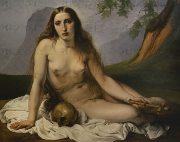 Francesco Hayez (1791-1882). Italian painter. The Penitent Magdalene, 1833. Oil on canvas, 118 x 151 cm. Detail. Modern Art Gallery, Milan, Italy.