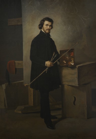 Cherubino Cornienti (1816-1860). Italian painter. Self-portrait, 1843. Oil on canvas. Modern Art Gallery, Milan, Italy.
