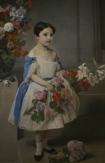 Francesco Hayez (1791-1882). Italian painter. Portrait of the Young Countess Antonietta Negroni Prati Morosini, 1858. Oil on canvas. Detail. Modern Art Gallery, Milan, Italy.