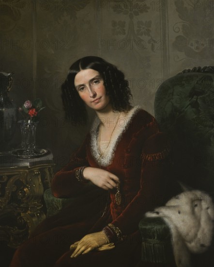 Eliseo Sala (1813-1879). Italian painter. Portrait of Marquise Luisa d'Azeglio Blondel Maumery, ca. 1844. Oil on canvas, 84,5 x 99 cm. Modern Art Gallery, Milan, Italy.