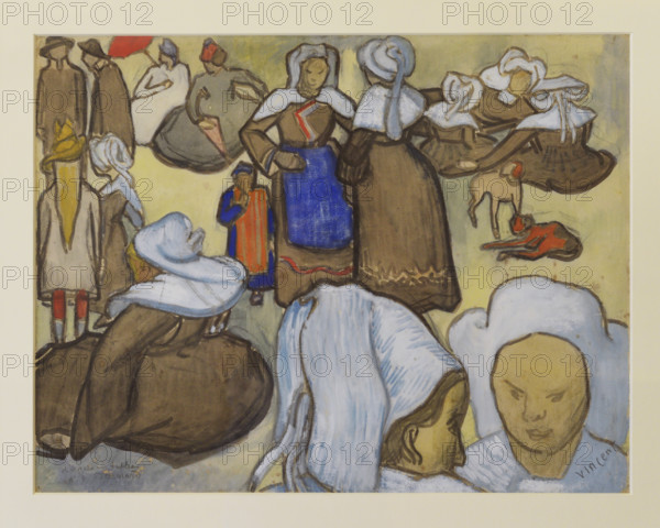 Vincent van Gogh (1853-1890). Dutch painter. Les bretonnes et le pardon de Pont Aven (Breton Women and the Pardon of Pont-Aven), ca. 1888. Watercolour. Modern Art Gallery, Milan, Italy.