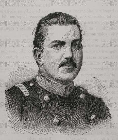Milan I (1854-1901). Prince of Serbia, as Milan IV (1868-1882). King of Serbia as Milan I (1882-1889). Portrait as the Prince Milan IV. Engraving. ""La Guerra de Oriente"" (The Russo-Turkish War). Volume I. 1877.