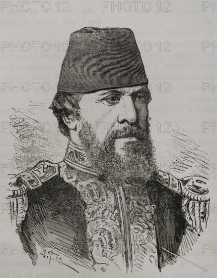 Hobart Pasha (1822-1886). English naval officer and Naval adviser to Turkey who was appointed a Marshal of the Ottoman Empire. He led the Ottoman Navy during the Russo-Turkish War (1877-1878). Portrait. Engraving. ""La Guerra de Oriente"" (The Russo-Turkish War). Volume I. 1877.