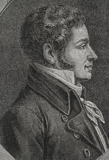 Marc-David Alba Lasource (1763-1793). French politician during the French Revolution. Member of the Legislative Assembly for the department of Tarn (1791-1792). President of the National Convention (18 April to 2 May 1793). Portrait. Engraving. ""History of the French Revolution"". Volume I, 1876.