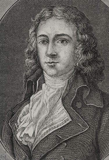 Charles Barbaroux (Charles Jean Marie Barbaroux) (1767-1794). French Girondin politician during the French Revolution. Died by guillotine. Portrait. Engraving. ""History of the French Revolution"". Volume I, 1876.