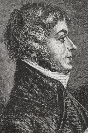 Jean Debry (Jean-Antoine-Joseph de Bry) (1760-1834). French politician during the French Revolution. President of the National Convention (21 March to 4 April 1793). Portrait. Drawing by Lienard. Engraving by Pannemaker. ""History of the French Revolution"". Volume I, 1876.