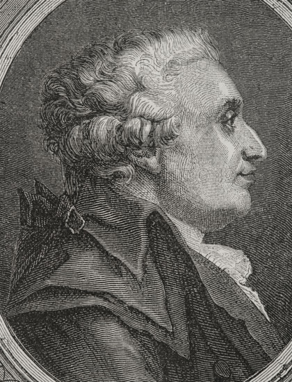 Nicolas de Condorcet (Marie-Jean-Antoine Nicolas de Caritat) (1743-1794). Marquis of Condorcet. French philosopher and mathematician. During the French Revolution he sided with the Girondins. In 1791 was elected representative of Paris in the Legislative Assembly. Portrait. Engraving. ""History of the French Revolution"". Volume I, 1876.