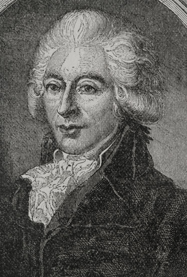Armand Gensonne (1758-1793). French politician and deputy of the Convention. President of the National Convention (7 to 21 March 1793). Died by guillotine on 31 October 1793. Portrait. Engraving. ""History of the French Revolution"". Volume I, 1876.