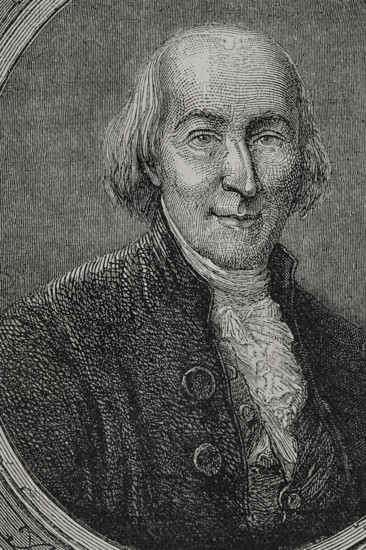 Jean-Marie Roland de la Platiere (1734-1793). French politician. He was a member of the Girondins. Minister of the Interior in 1792. Portrait. Engraving. ""History of the French Revolution"". Volume I, 1876.