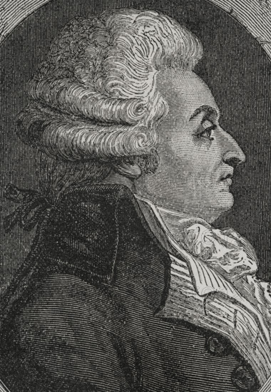 Marie-Jean Herault de Sechelles (1759-1794). French judge and politician who took part in the French Revolution. President of the National Convention (8 to 22 August 1793). Portrait. Drawing by Lienard. Engraving by Pannemaker. ""History of the French Revolution"". Volume I, 1876.