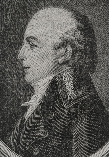 Louis Dubois du Bais (Louis-Thibaut Dubois-Dubais) (1743-1834). French military officer and politician. Portrait. Engraving. ""History of the French Revolution"". Volume I, 1876.