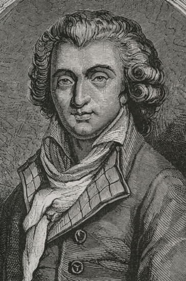 Fabre d'Eglantine (Philippe-Francois-Nazaire Fabre) (1750-1794). French actor, playwright, poet and politician. He was president of the Club des Cordeliers (Cordeliers Club) and deputy to the National Convention. He took part in the creation of the French Revolutionary calendar. He was guillotined on 5 April 1794. Portrait. Engraving. ""History of the French Revolution"". Volume I, 1876.