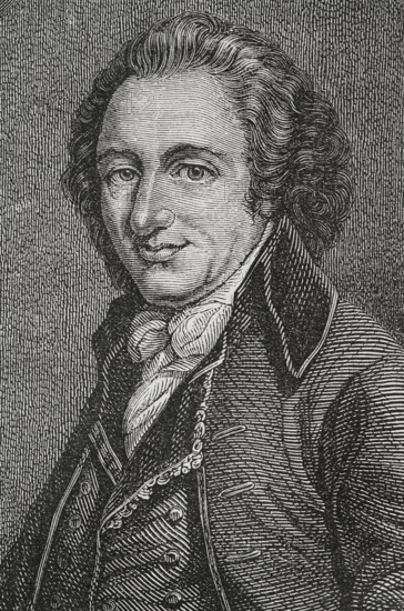 Thomas Paine (1737-1809). British-American author. Political activist, philosopher and revolutionary. Portrait. Engraving. ""History of the French Revolution"". Volume I, 1876.