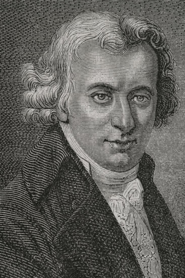 Jean-Baptiste Clery (1759-1809). Personal valet to King Louis XVI of France. Portrait. Engraving. ""History of the French Revolution"". Volume I, 1876.