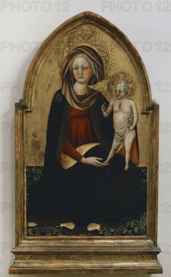 Alvaro Pirez (Alvaro Pires de Evora or Alvaro di Piero). Portuguese painter (fl. 1411-1434). Madonna and Child (Madonna of Humility), ca. 1420. Tempera on panel. Modern Art Gallery, Milan, Italy.