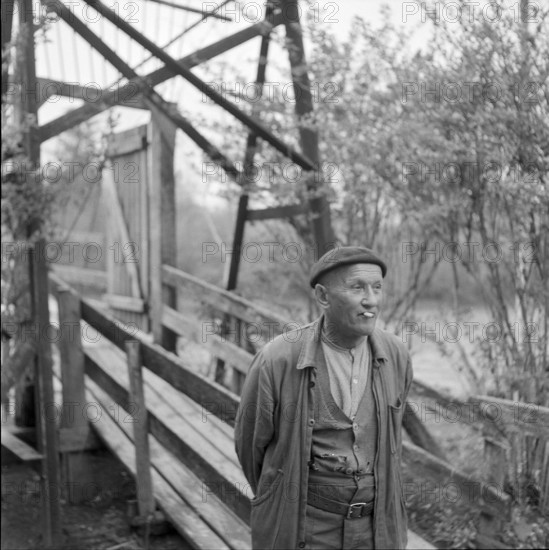 Emile Romanan, owner of the suspension bridge at Vivy Castle; 1959