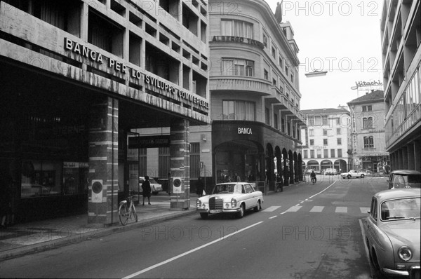 Chiasso, banks on the main street; 1967