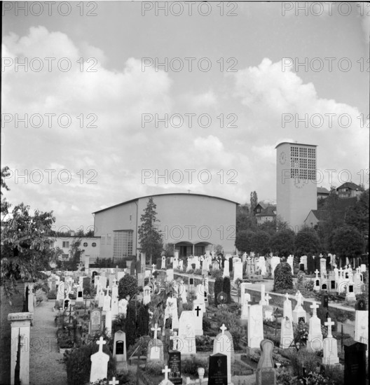 Cemetery and Catholic Church Dornach 1945