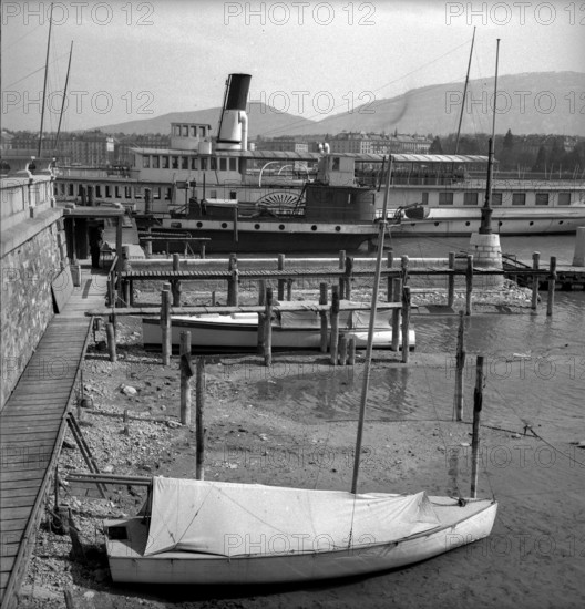Geneva: Lake Geneva, low water level; 1943