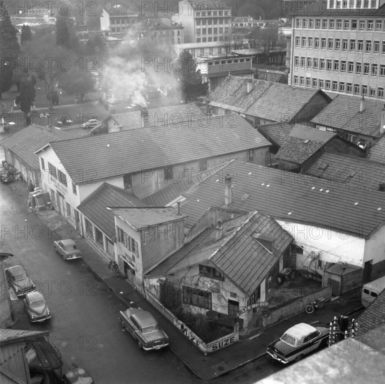 Geneva: Café du Dio and Salvation Army in the Plainpalais district; 1959