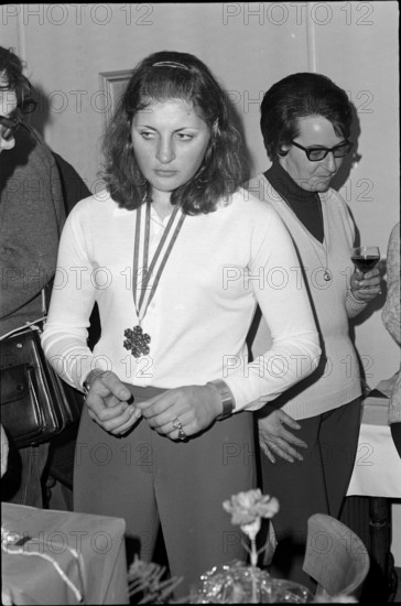 Reception for downhill world champion Annerösli Zryd, Adelboden 1970