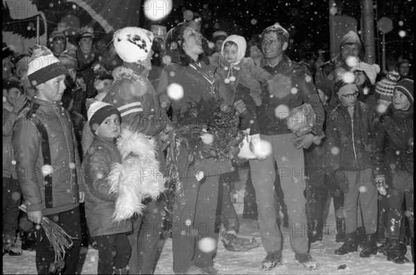 Reception for downhill world champion Annerösli Zryd, Adelboden 1970