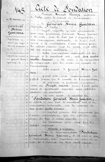 Founding charter of the Henri Guisan Foundation, 1946