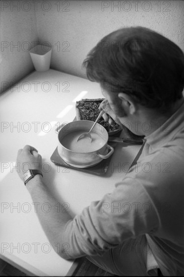 Prisoner eating, Winterthur Prison 1969