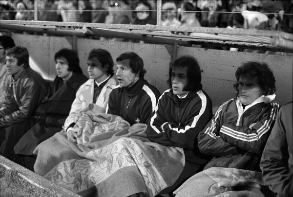 International match Switzerland  Italy 1972: The Swiss substitutes' bench