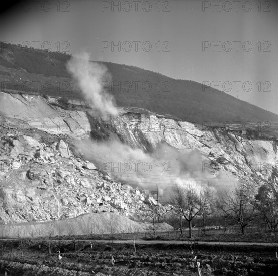 Blasting on the cantonal road near SaintLéonard in 1966