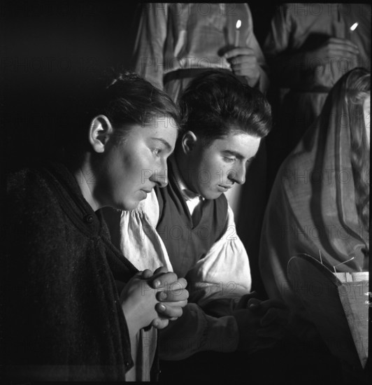 Young people at the nativity play 1944